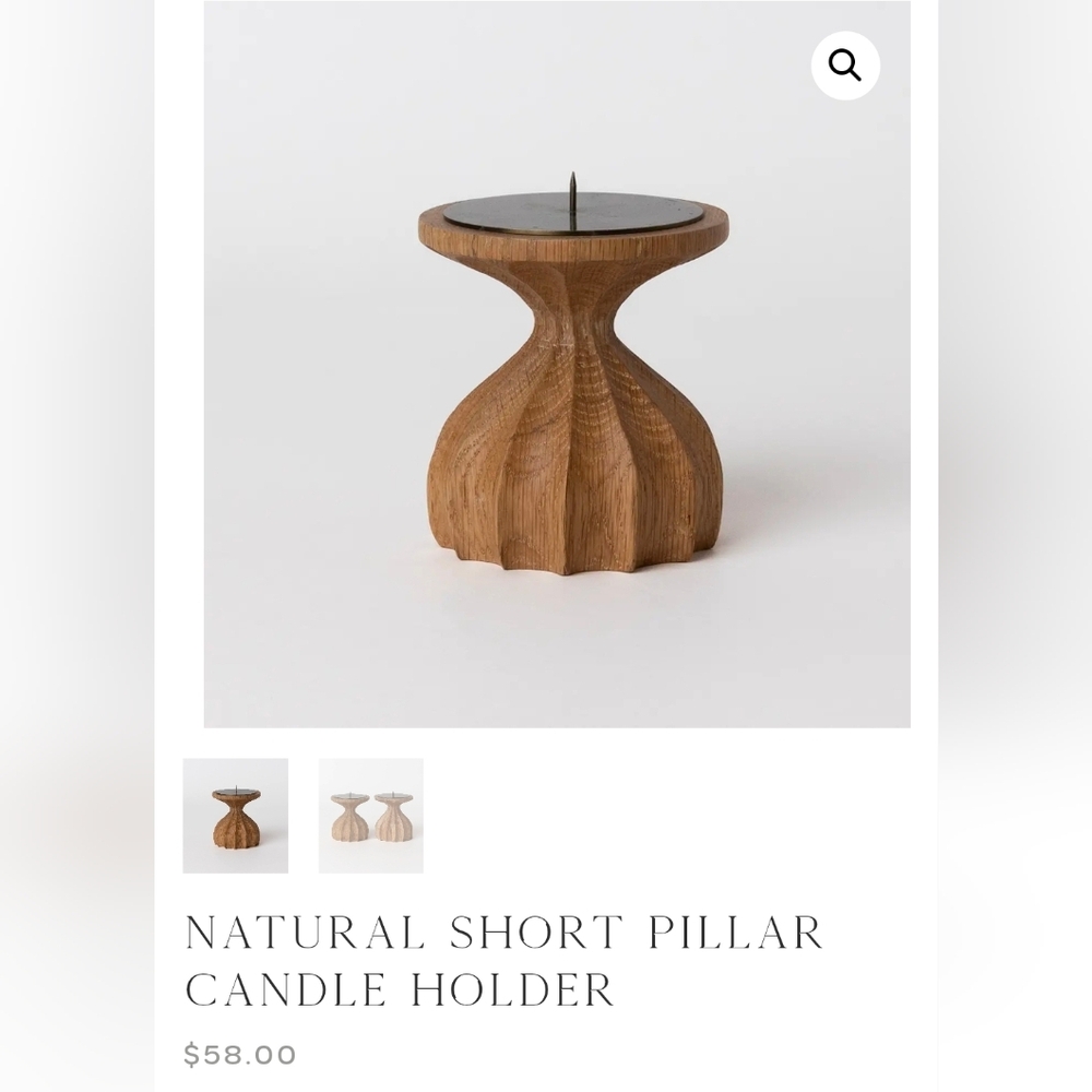 Revelry Natural short pillar candle holder